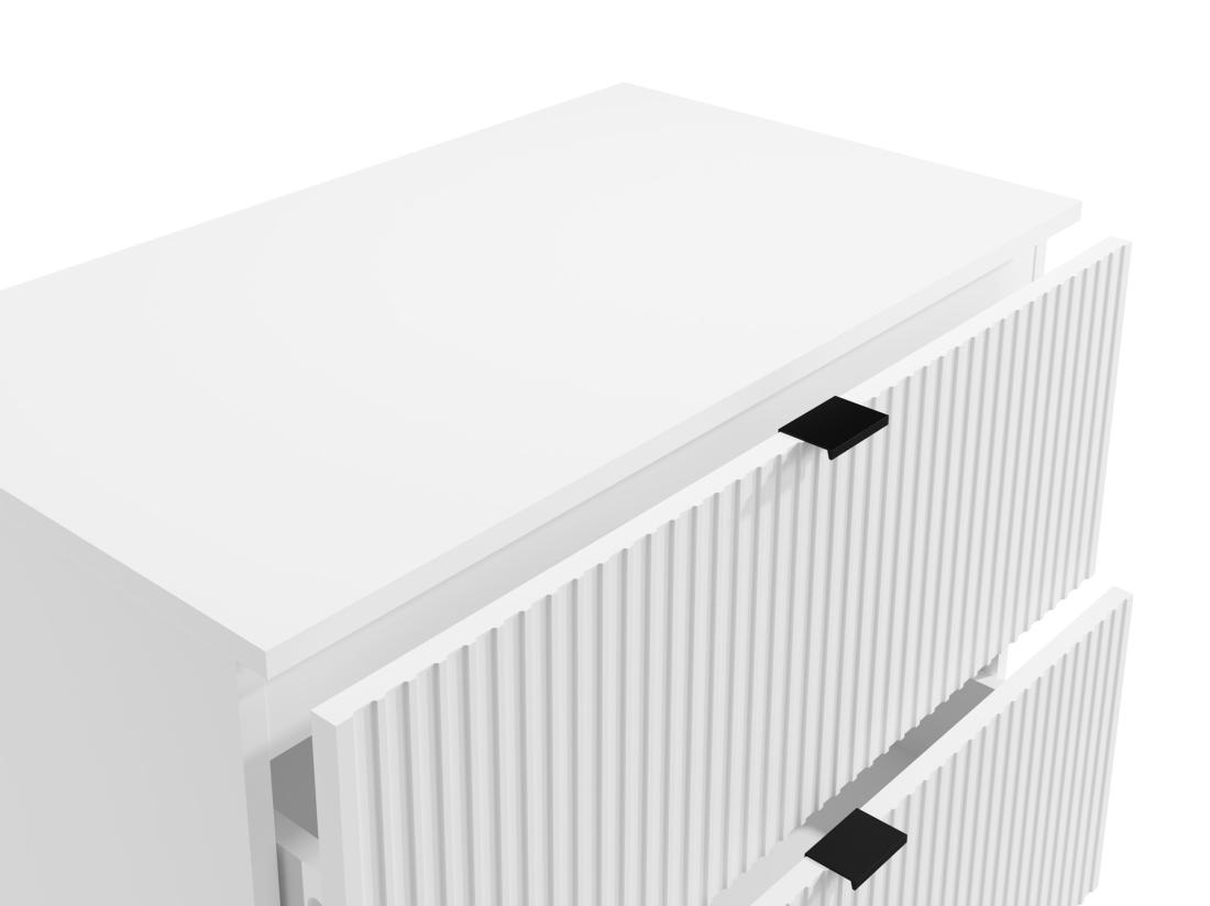 Vente Unique Meuble Sous Vasque Suspendu Strié Avec Planche - Blanc Mat - 80 Cm - ZEVINI