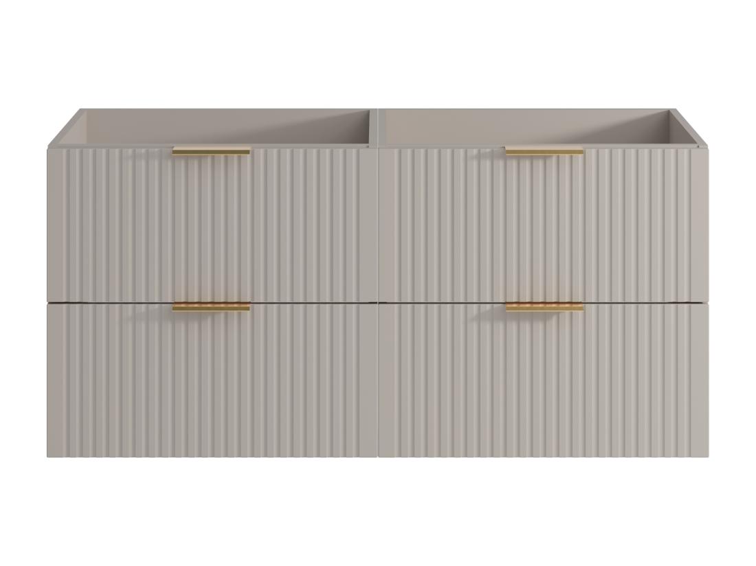 Vente Unique Meuble Sous Vasque Suspendu Strié - Beige - L120 Cm - ZEVARA