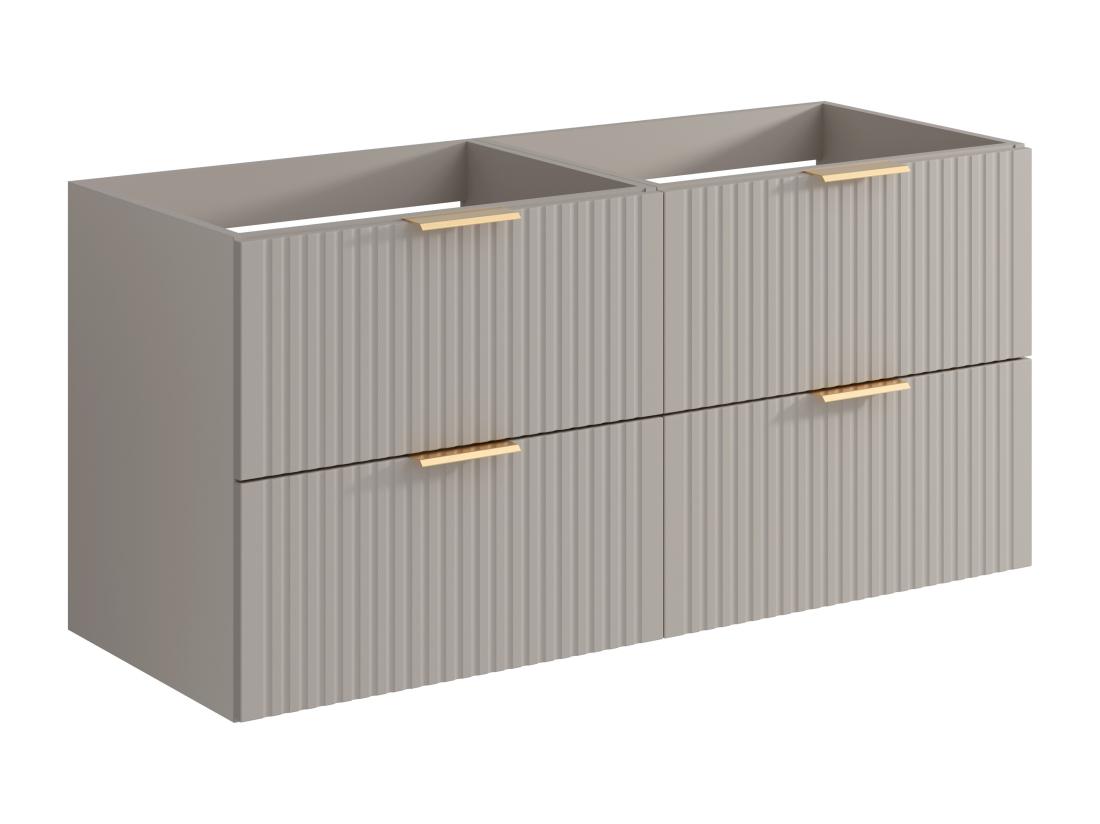 Vente Unique Meuble Sous Vasque Suspendu Strié - Beige - L120 Cm - ZEVARA