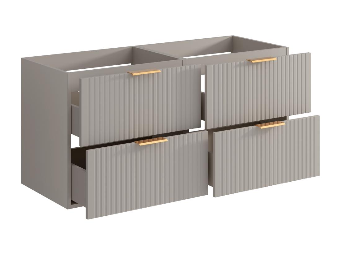 Vente Unique Meuble Sous Vasque Suspendu Strié - Beige - L120 Cm - ZEVARA