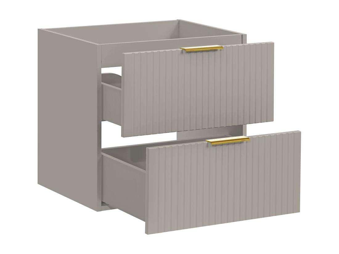 Vente Unique Meuble Sous Vasque Suspendu Strié - Beige - L60 Cm - ZEVARA