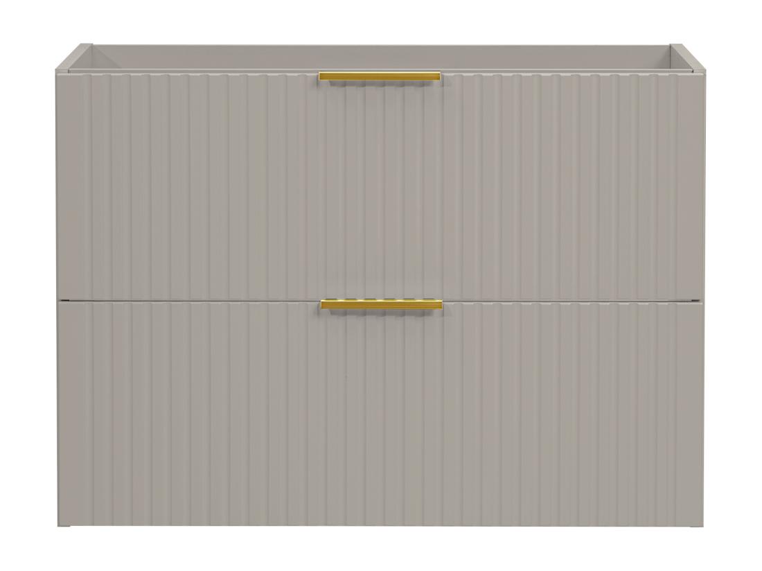 Vente Unique Meuble Sous Vasque Suspendu Strié - Beige - L80 Cm - ZEVARA