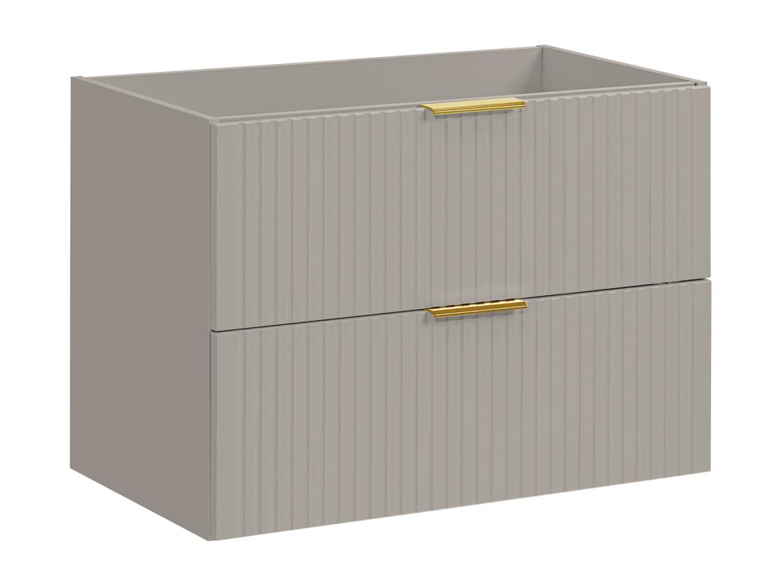Vente Unique Meuble Sous Vasque Suspendu Strié - Beige - L80 Cm - ZEVARA