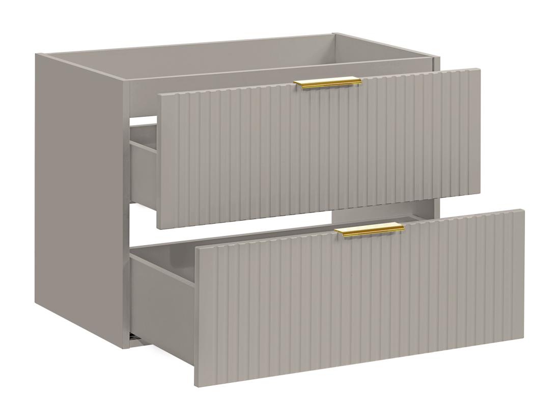 Vente Unique Meuble Sous Vasque Suspendu Strié - Beige - L80 Cm - ZEVARA