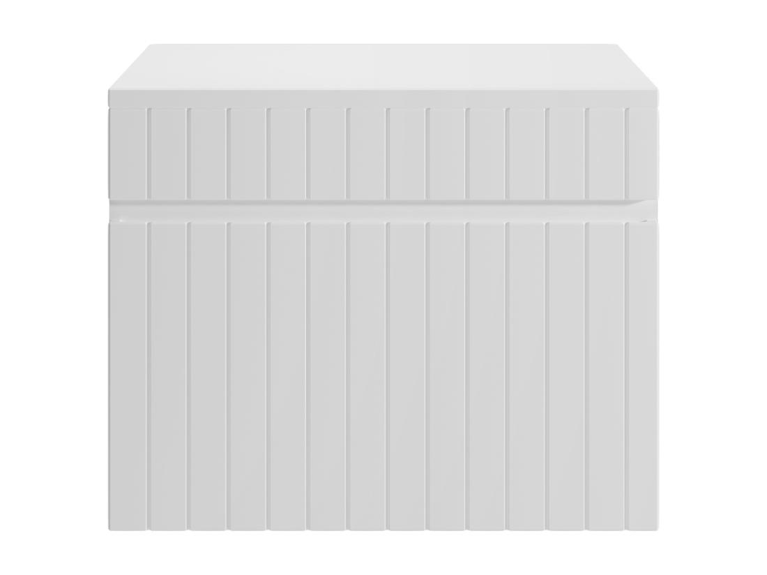 Vente Unique Meuble Sous Vasque Suspendu Strié Blanc Avec Planche - 60 Cm - SATARA