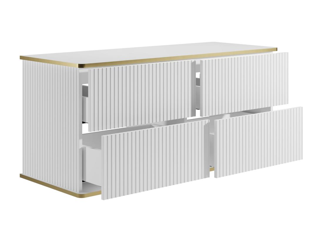 Vente Unique Meuble Sous Vasque Suspendu Strié Liseré Doré - Blanc - 120 Cm - KELIZA