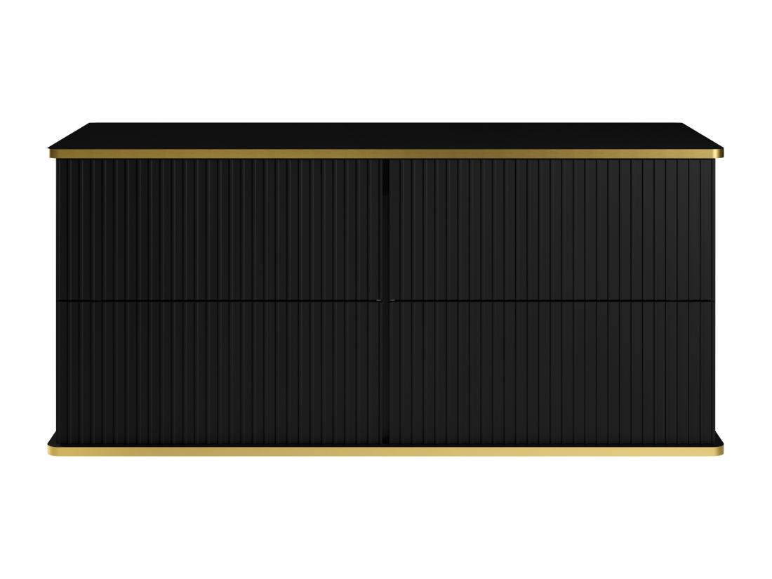 Vente Unique Meuble Sous Vasque Suspendu Strié Liseré Doré - Noir - 120 Cm - KELIZA