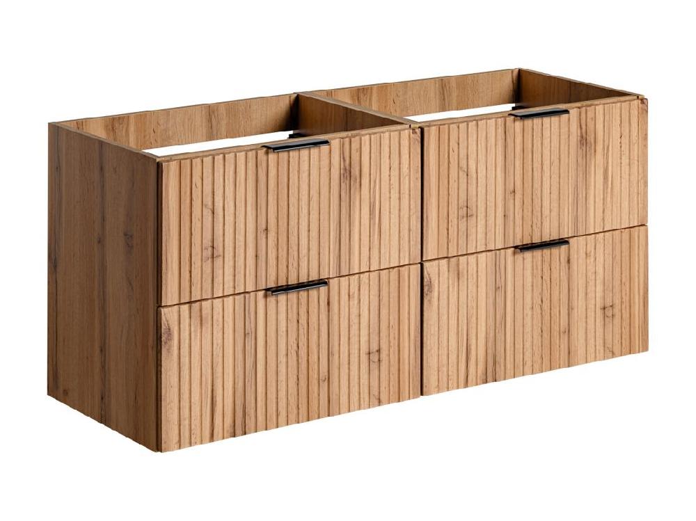 Vente Unique Meuble Sous Vasque Suspendu Strié - Naturel Clair - L120 Cm - ZEVARA