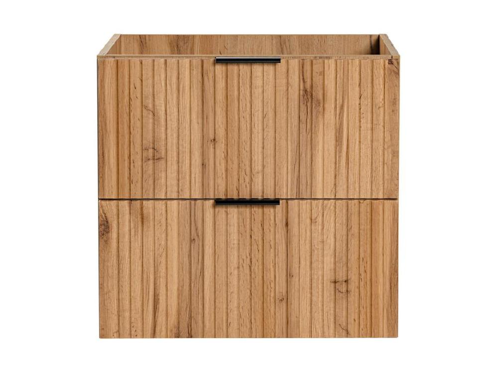 Vente Unique Meuble Sous Vasque Suspendu Strié - Naturel Clair - L60 Cm - ZEVARA