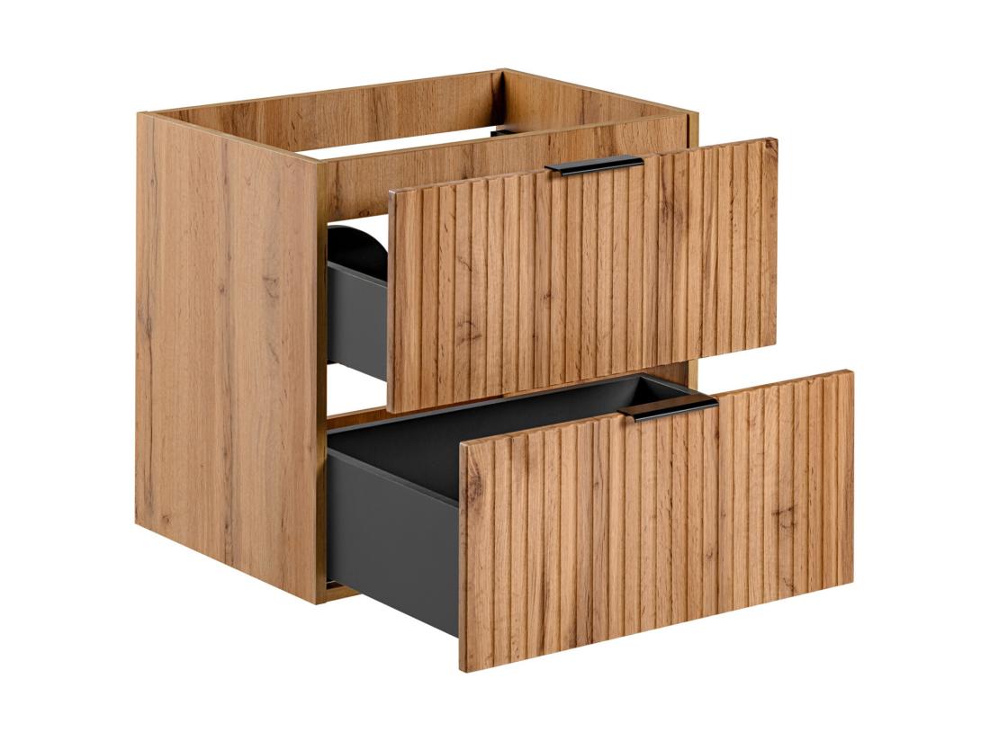 Vente Unique Meuble Sous Vasque Suspendu Strié - Naturel Clair - L60 Cm - ZEVARA