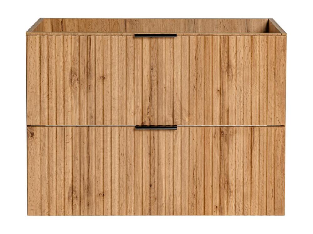 Vente Unique Meuble Sous Vasque Suspendu Strié - Naturel Clair - L80 Cm - ZEVARA