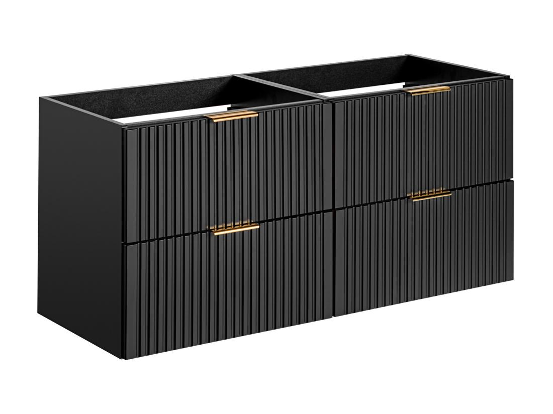 Vente Unique Meuble Sous Vasque Suspendu Strié - Noir - L120 Cm - ZEVARA