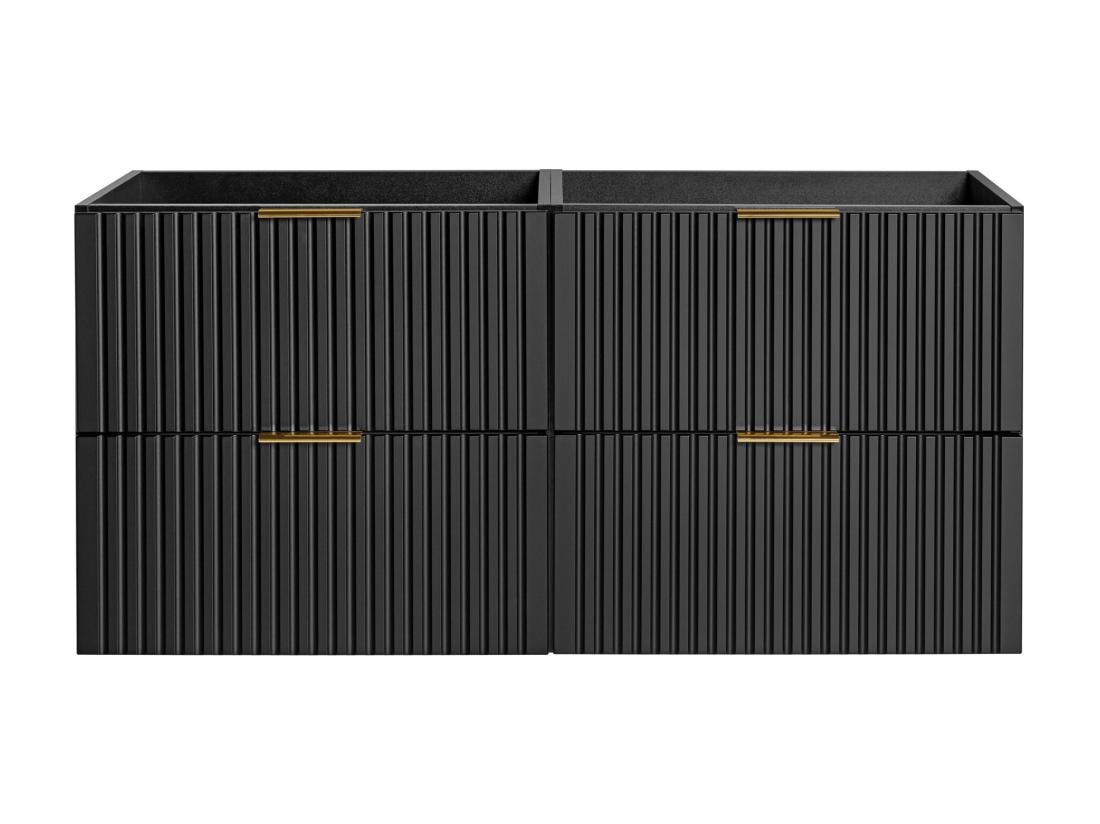 Vente Unique Meuble Sous Vasque Suspendu Strié - Noir - L120 Cm - ZEVARA