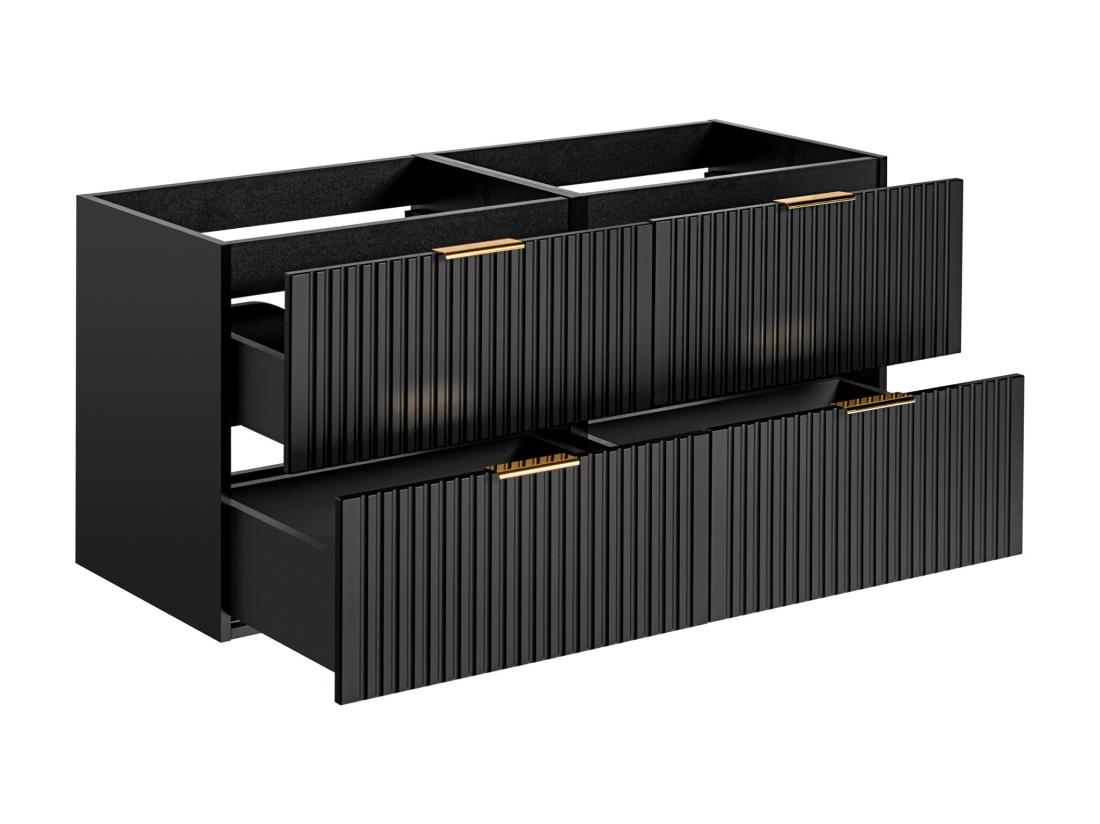 Vente Unique Meuble Sous Vasque Suspendu Strié - Noir - L120 Cm - ZEVARA