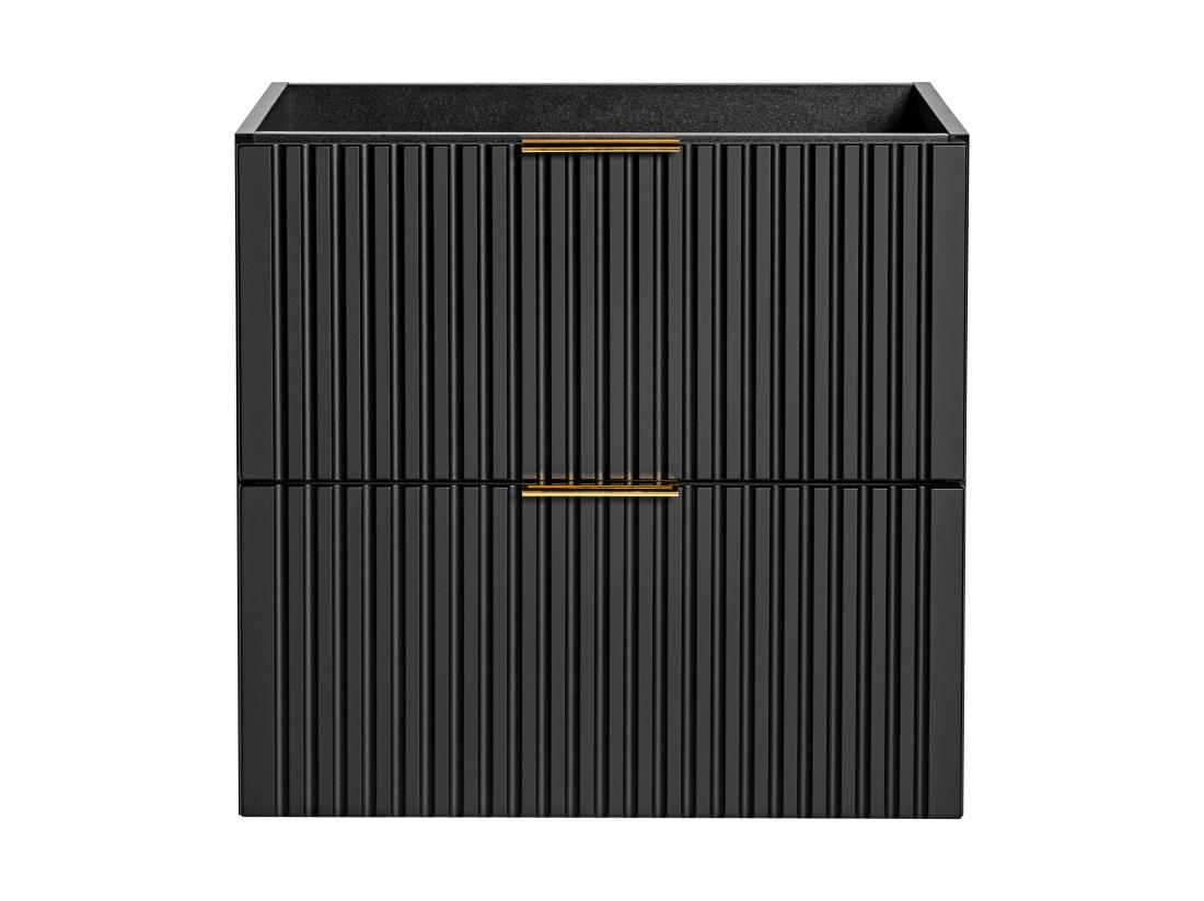 Vente Unique Meuble Sous Vasque Suspendu Strié - Noir - L60 Cm - ZEVARA