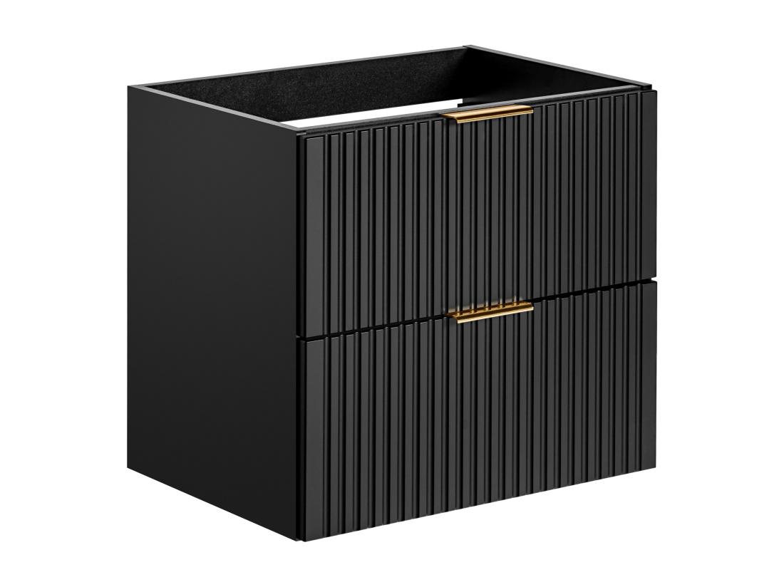 Vente Unique Meuble Sous Vasque Suspendu Strié - Noir - L60 Cm - ZEVARA