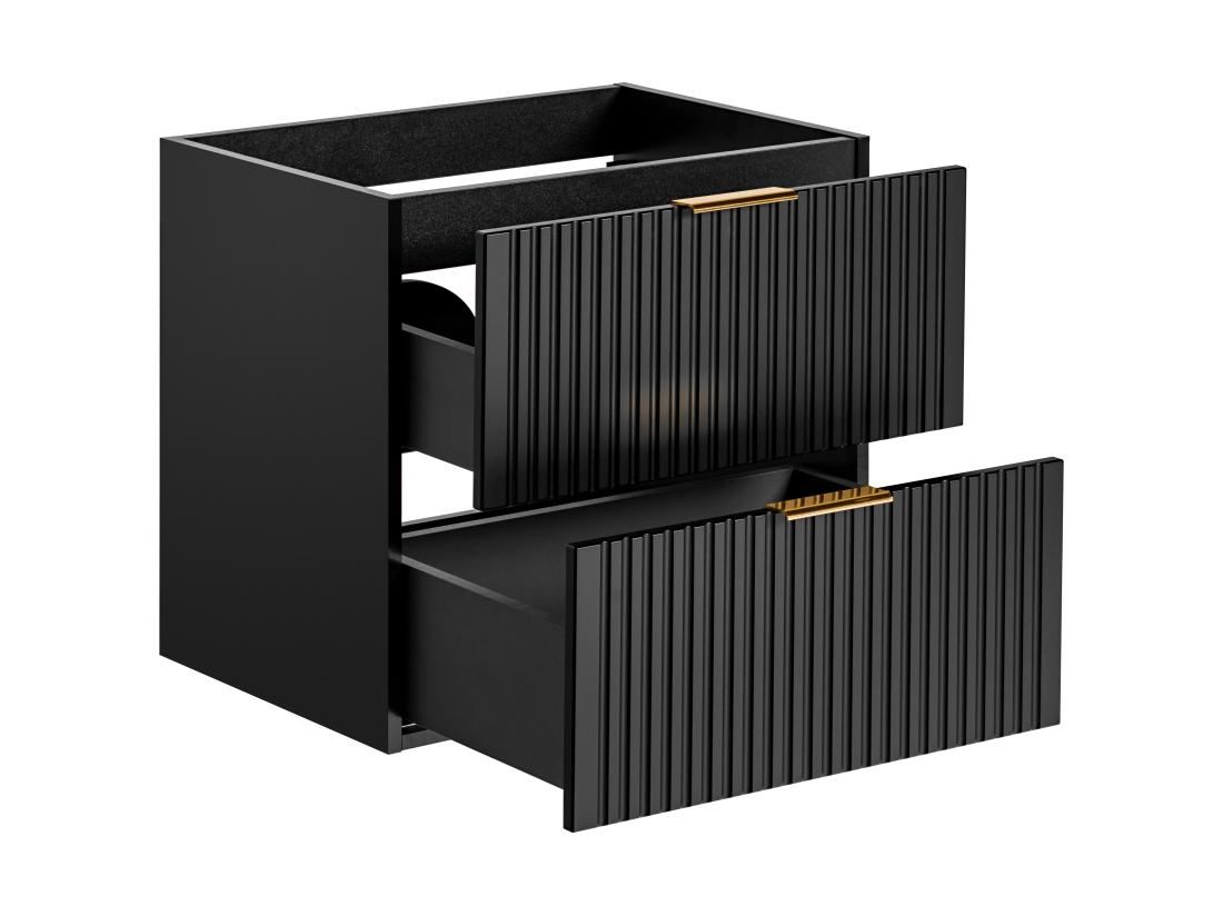 Vente Unique Meuble Sous Vasque Suspendu Strié - Noir - L60 Cm - ZEVARA