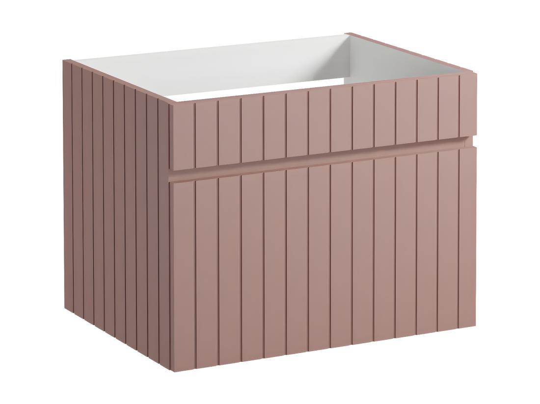 Vente Unique Meuble Sous Vasque Suspendu Strié Rose Avec Planche - 60 Cm - SATARA