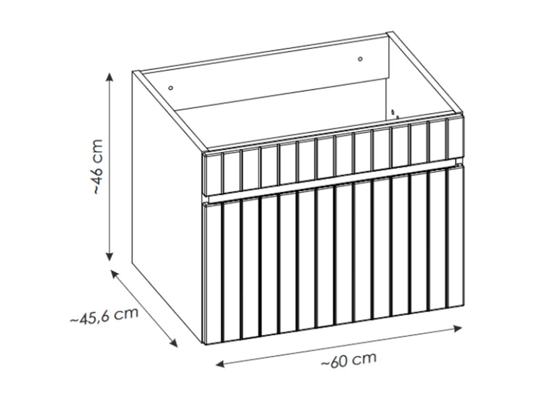Vente Unique Meuble Sous Vasque Suspendu Strié Rose Avec Planche - 60 Cm - SATARA