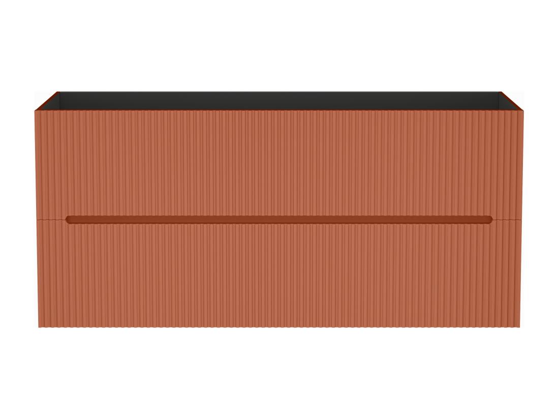 Vente Unique Meuble Sous Vasque Suspendu Strié Terracotta - 120 Cm - PAVANI