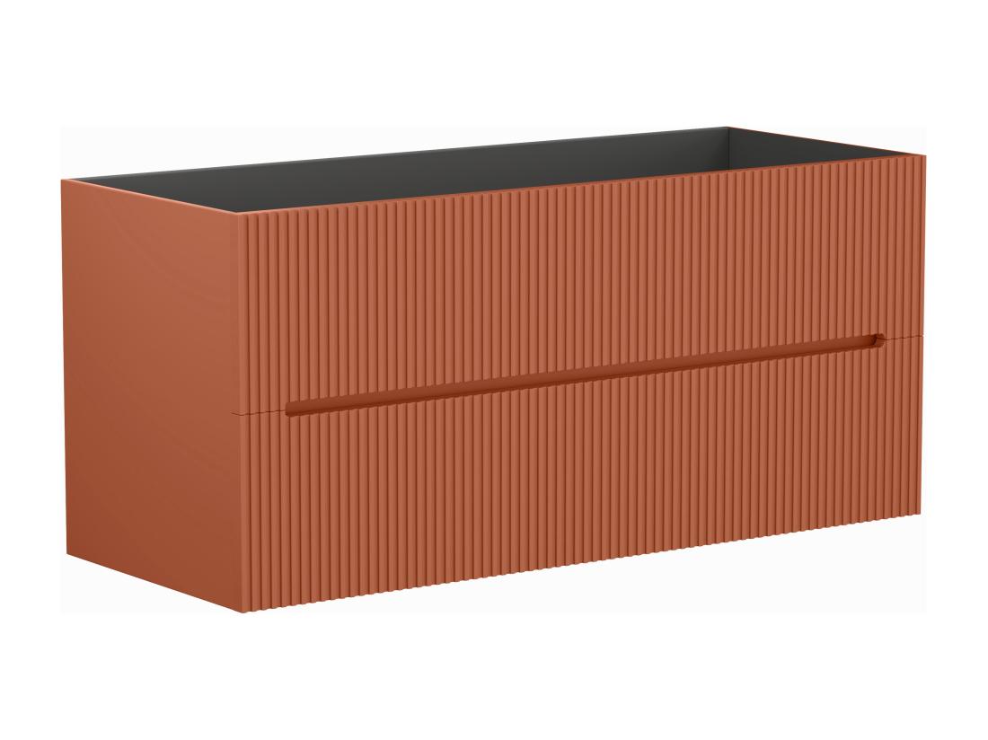 Vente Unique Meuble Sous Vasque Suspendu Strié Terracotta - 120 Cm - PAVANI