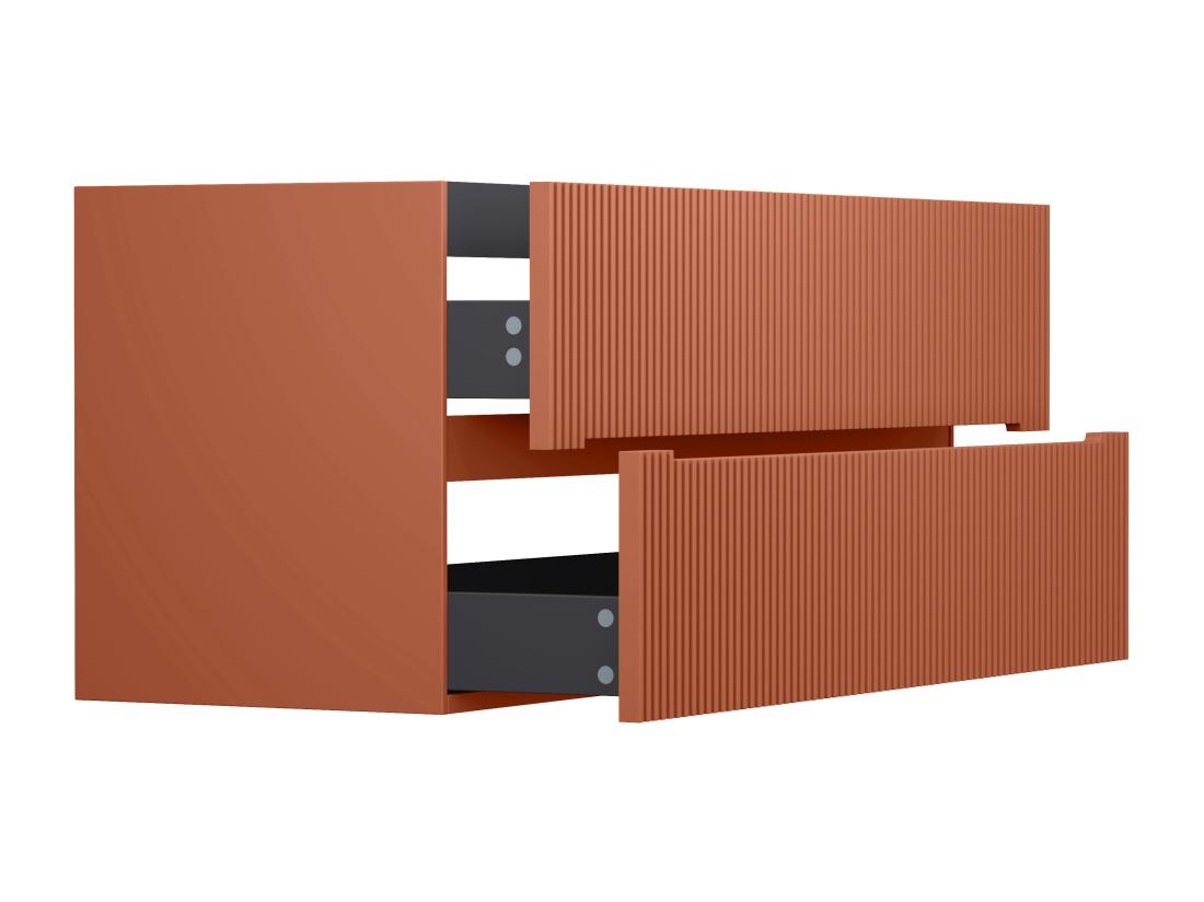 Vente Unique Meuble Sous Vasque Suspendu Strié Terracotta - 120 Cm - PAVANI