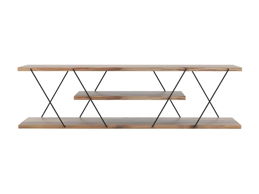 Vente Unique Meuble TV Avec 1 étagère - Naturel Et Noir - DELORY