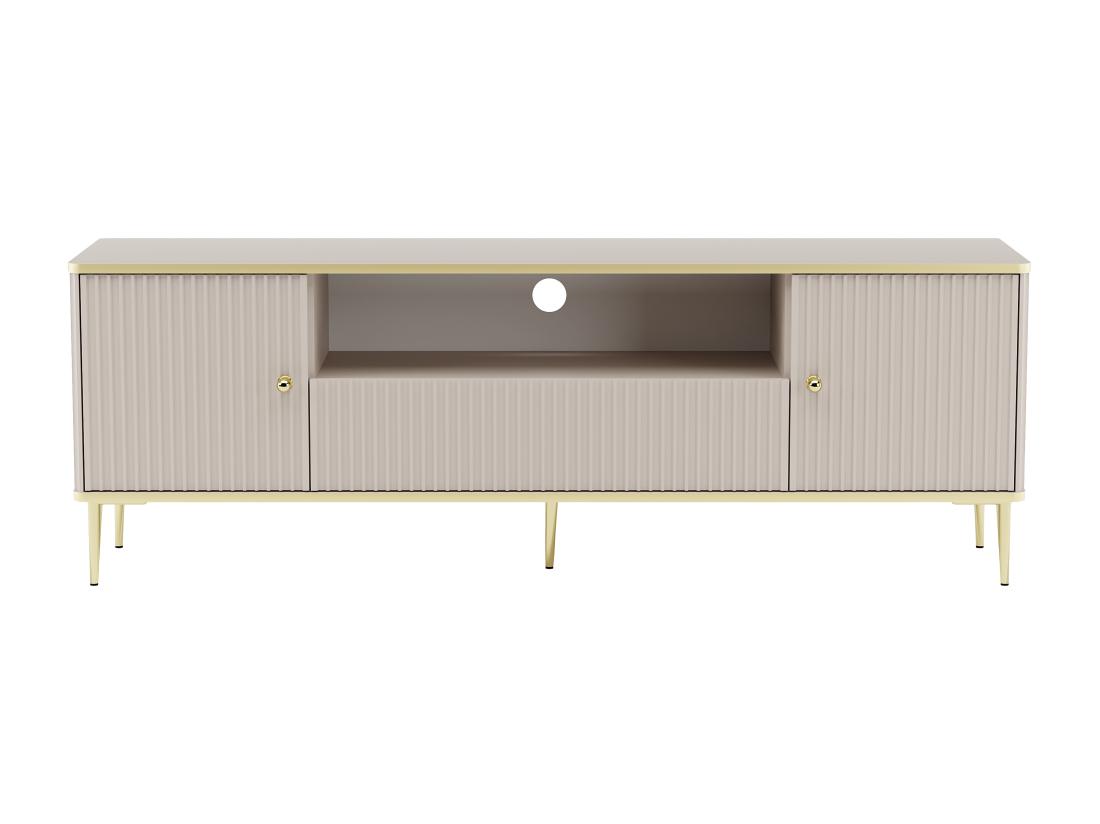Vente Unique Meuble TV Avec 2 Portes 1 Tiroir Et 1 Niche En MDF Et Acier - Beige Et Doré - SINEAD De Pascal MORABITO