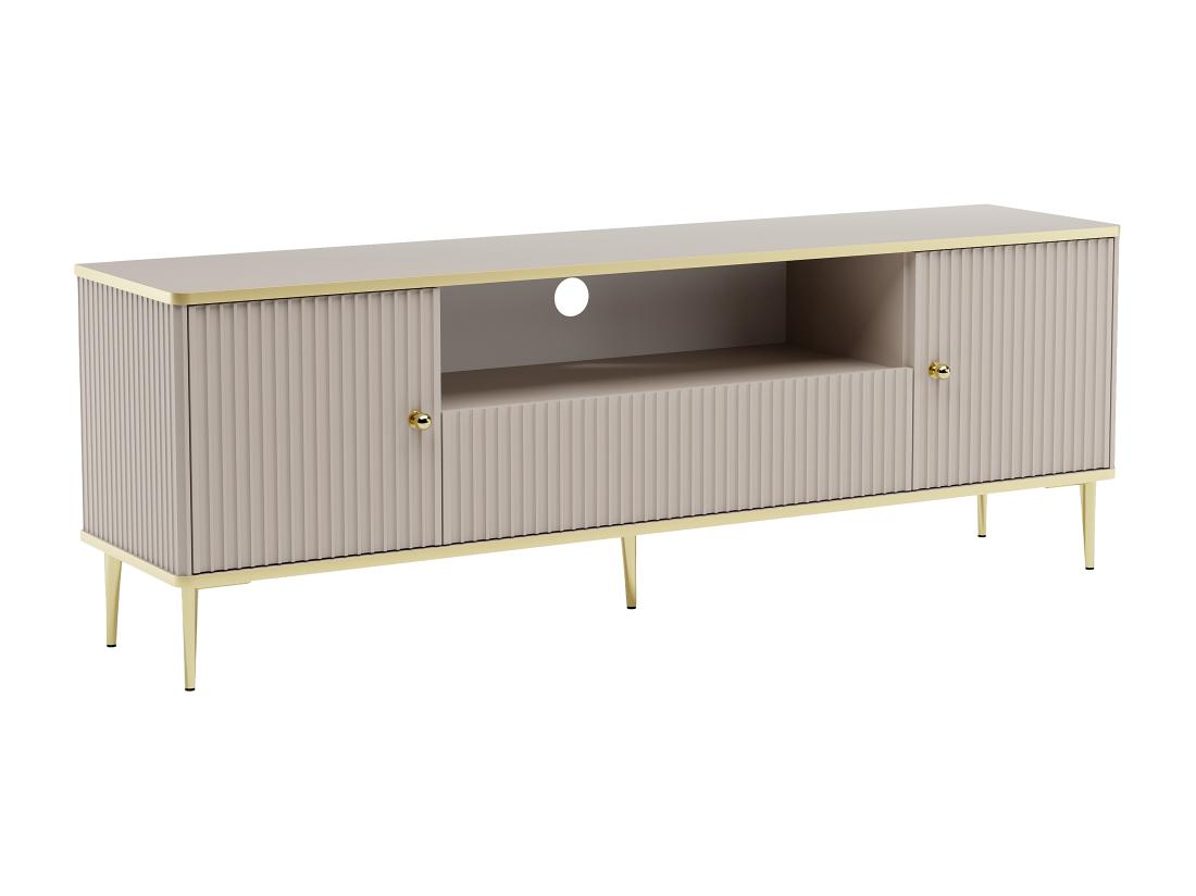 Vente Unique Meuble TV Avec 2 Portes 1 Tiroir Et 1 Niche En MDF Et Acier - Beige Et Doré - SINEAD De Pascal MORABITO