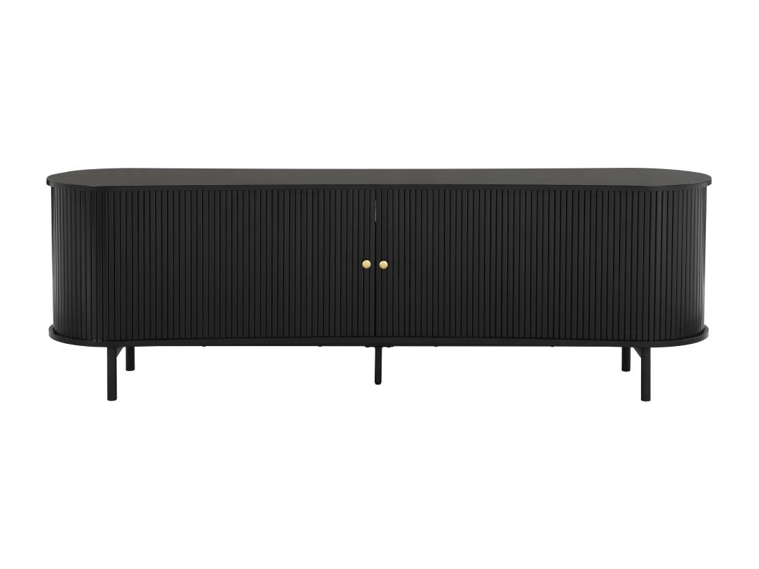 Vente Unique Meuble TV Avec 2 Portes Coulissantes En MDF - Noir - SEVATO