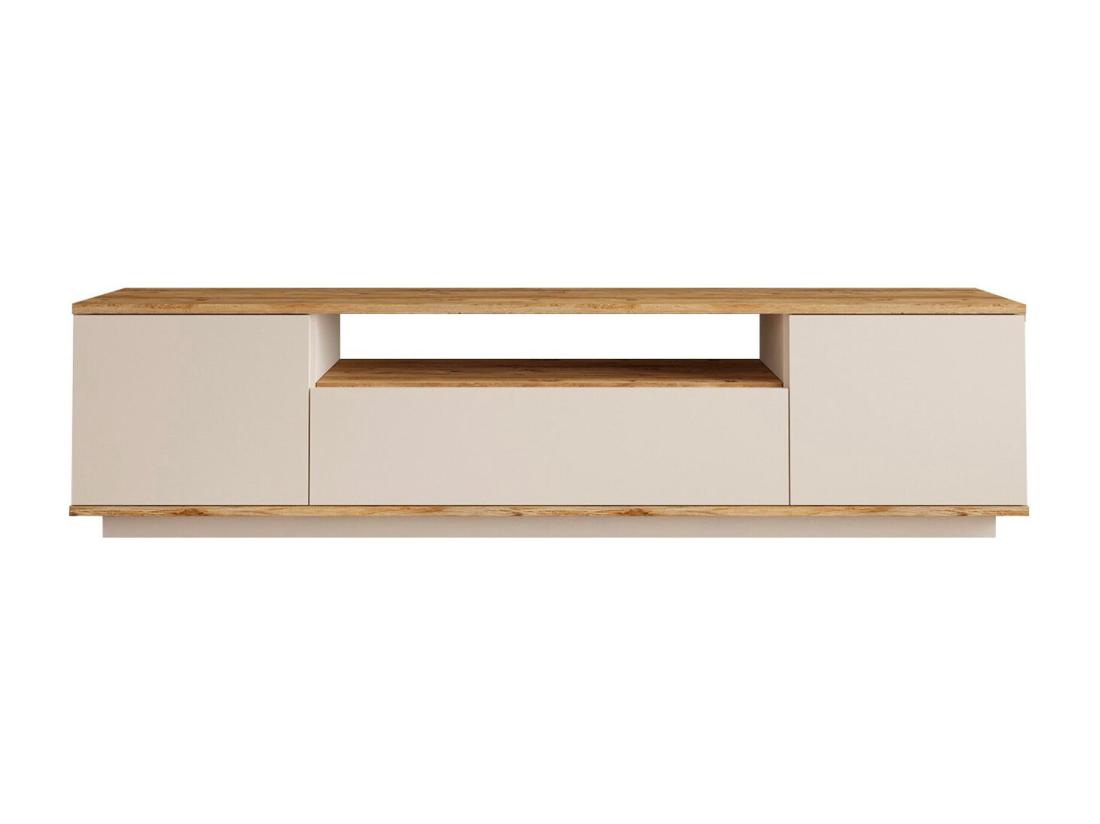 Vente Unique Meuble TV Avec 3 Portes Et 1 Niche - Beige Et Naturel - LOTULA