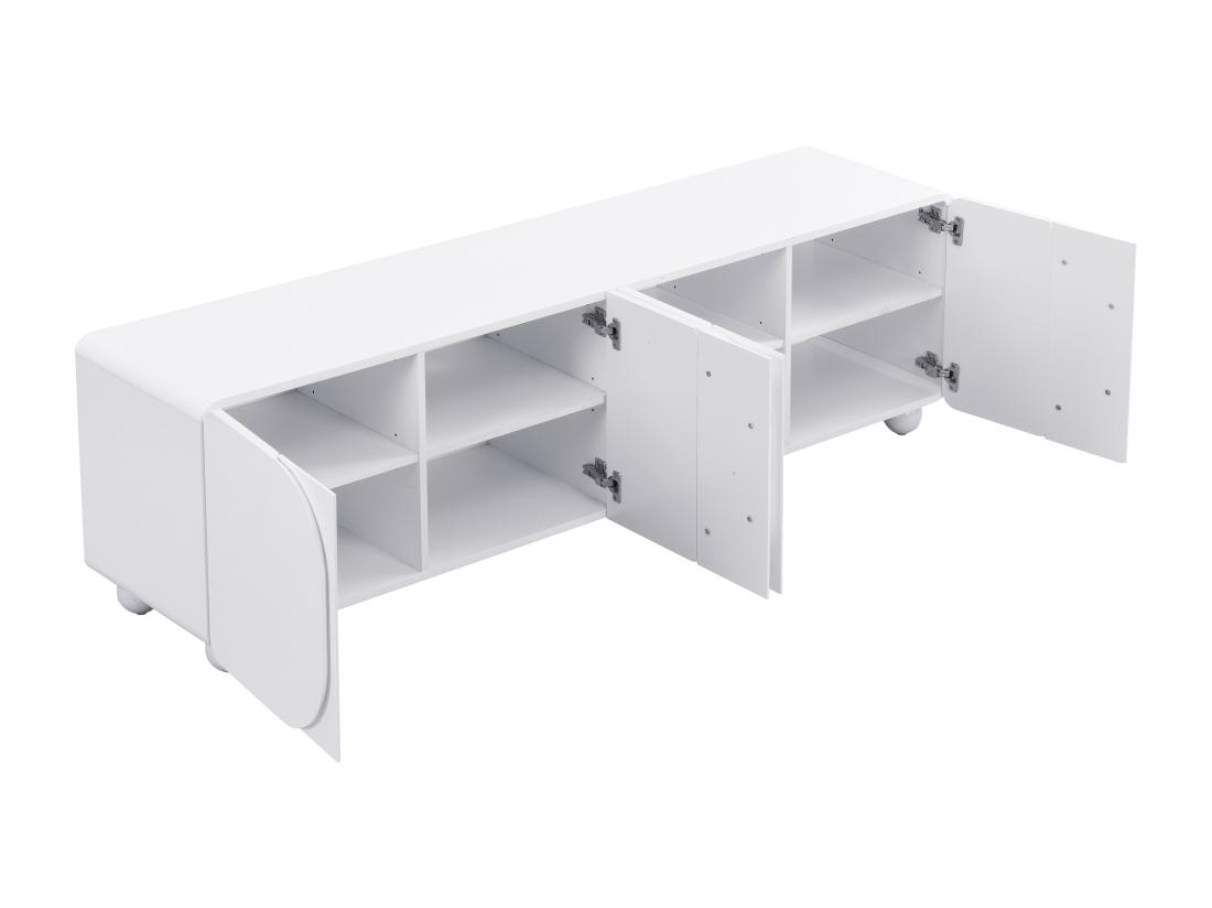 Vente Unique Meuble TV Avec 4 Portes En MDF - Blanc - YELDINIA