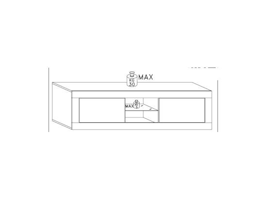 Vente Unique Meuble TV COMETE - LEDs - 2 Portes - Blanc Laqué