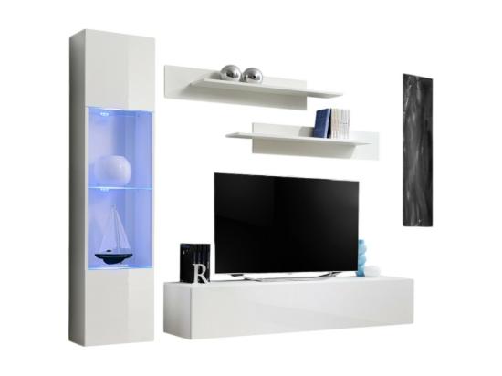 vente unique Meuble TV FLY G3 design coloris blanc brillant. Meuble suspendu moderne et tendance pour votre salon