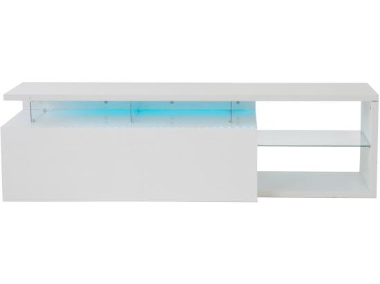 Vente Unique Meuble TV LED Laqué "Penny" - 150 X 41 X 38 Cm - Blanc