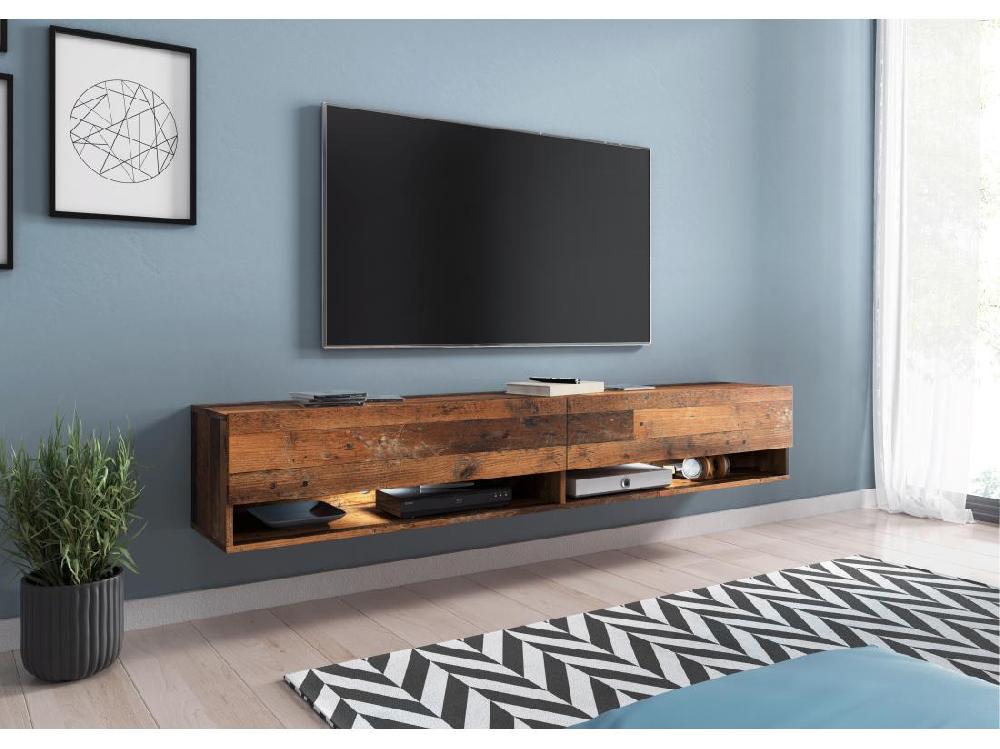 vente unique Meuble TV Lowboard 180 cm suspendu / autoportant