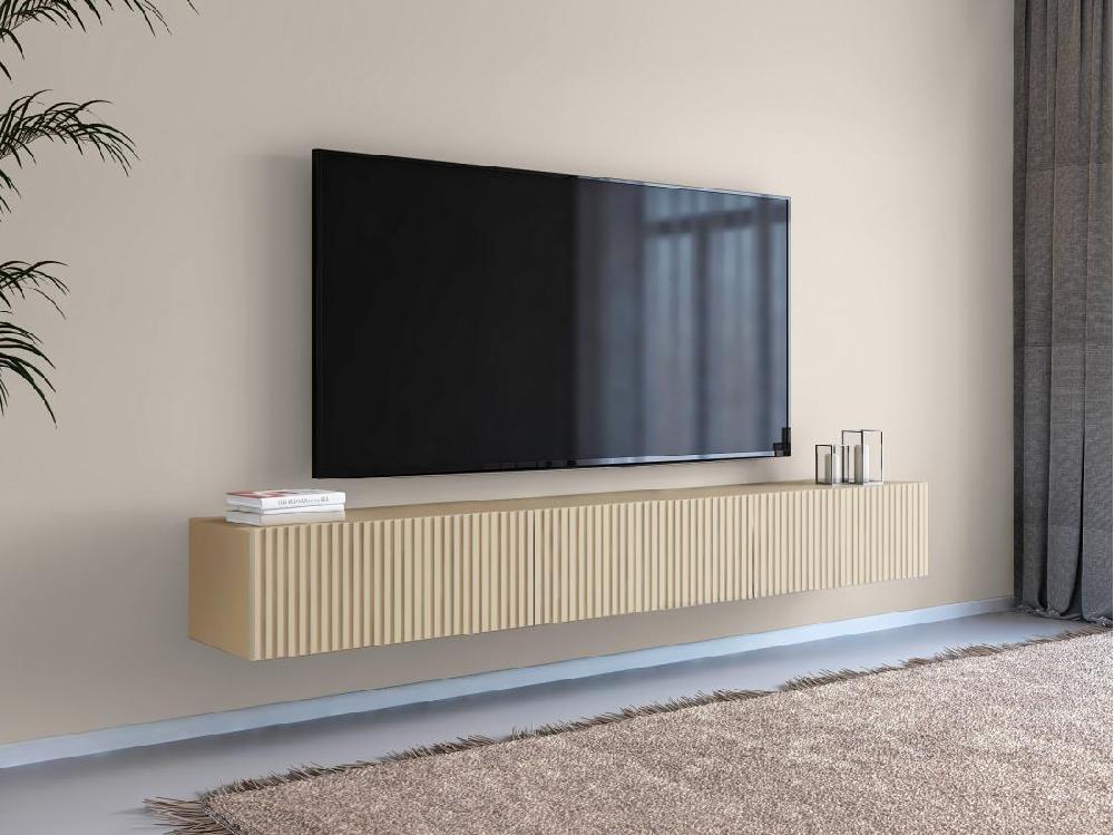 vente unique Meuble TV suspendu avec 3 portes - Beige - DANTAY de Pascal Morabito