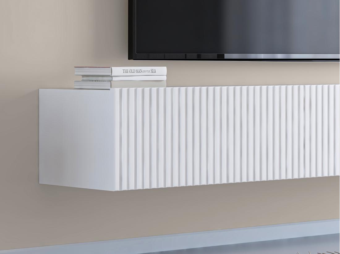 Vente Unique Meuble TV Suspendu Avec 3 Portes - Blanc - DANTAY De Pascal Morabito