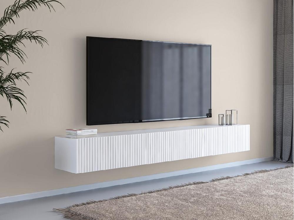 vente unique Meuble TV suspendu avec 3 portes - Blanc - DANTAY de Pascal Morabito