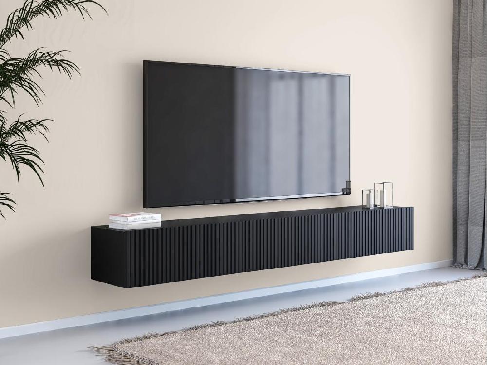 vente unique Meuble TV suspendu avec 3 portes - Noir - DANTAY de Pascal Morabito