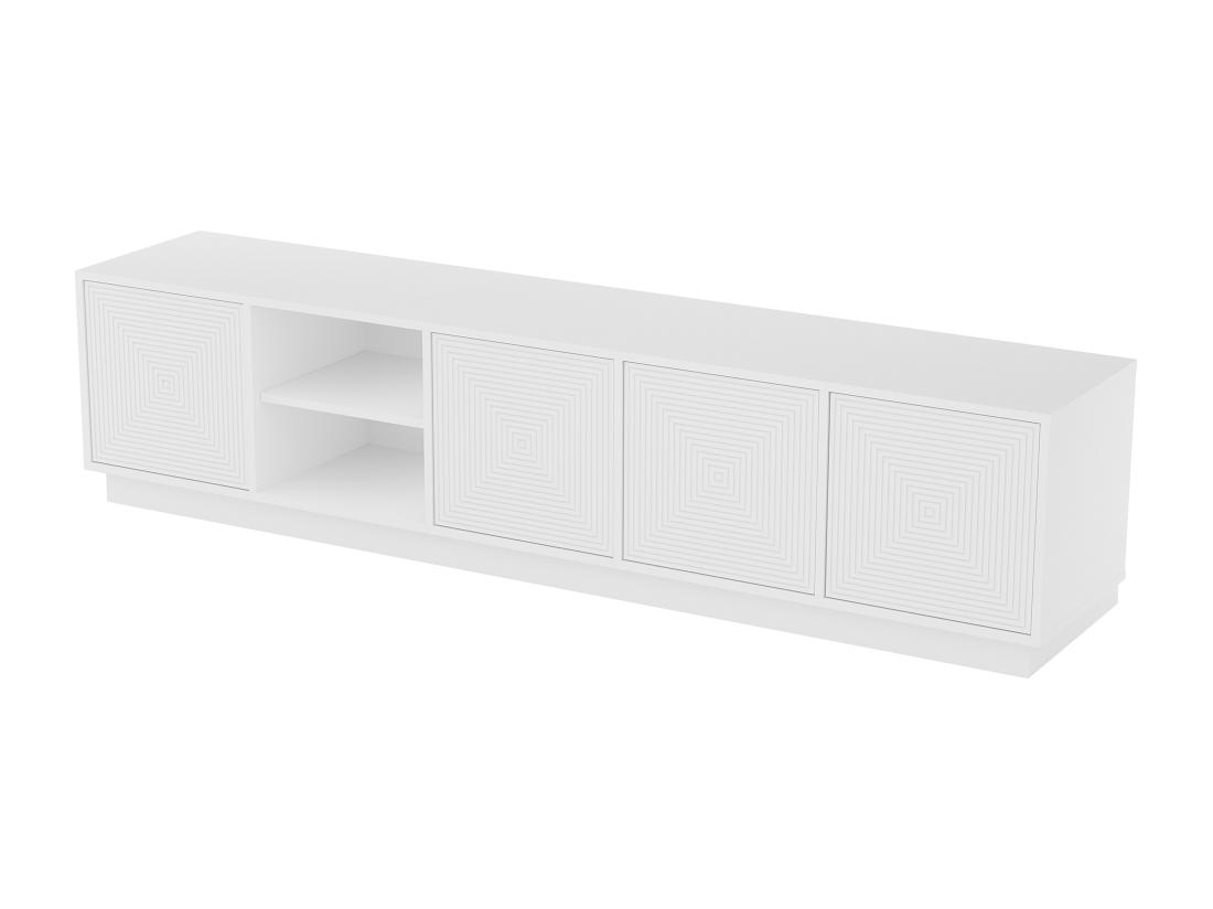 Vente Unique Meuble TV Suspendu Ou à Poser Avec 4 Portes Et 2 Niches En MDF - Blanc - MEZULIA