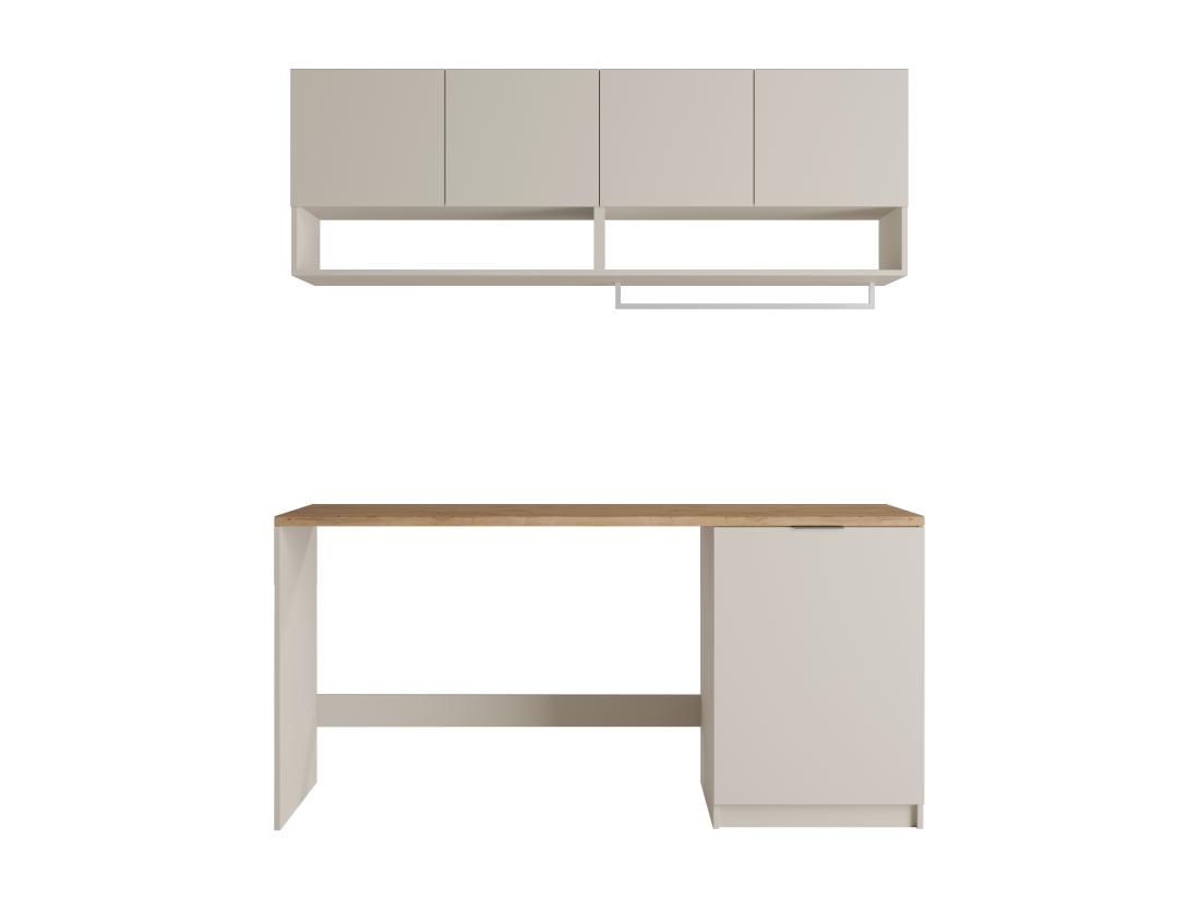 Vente Unique Meubles De Buanderie Pour Machine à Laver Avec Plan De Travail - L182 Cm - Couleur Beige Et Naturel Clair - NATAJI