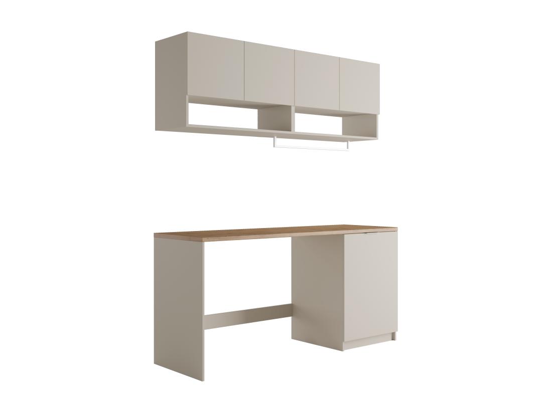 Vente Unique Meubles De Buanderie Pour Machine à Laver Avec Plan De Travail - L182 Cm - Couleur Beige Et Naturel Clair - NATAJI