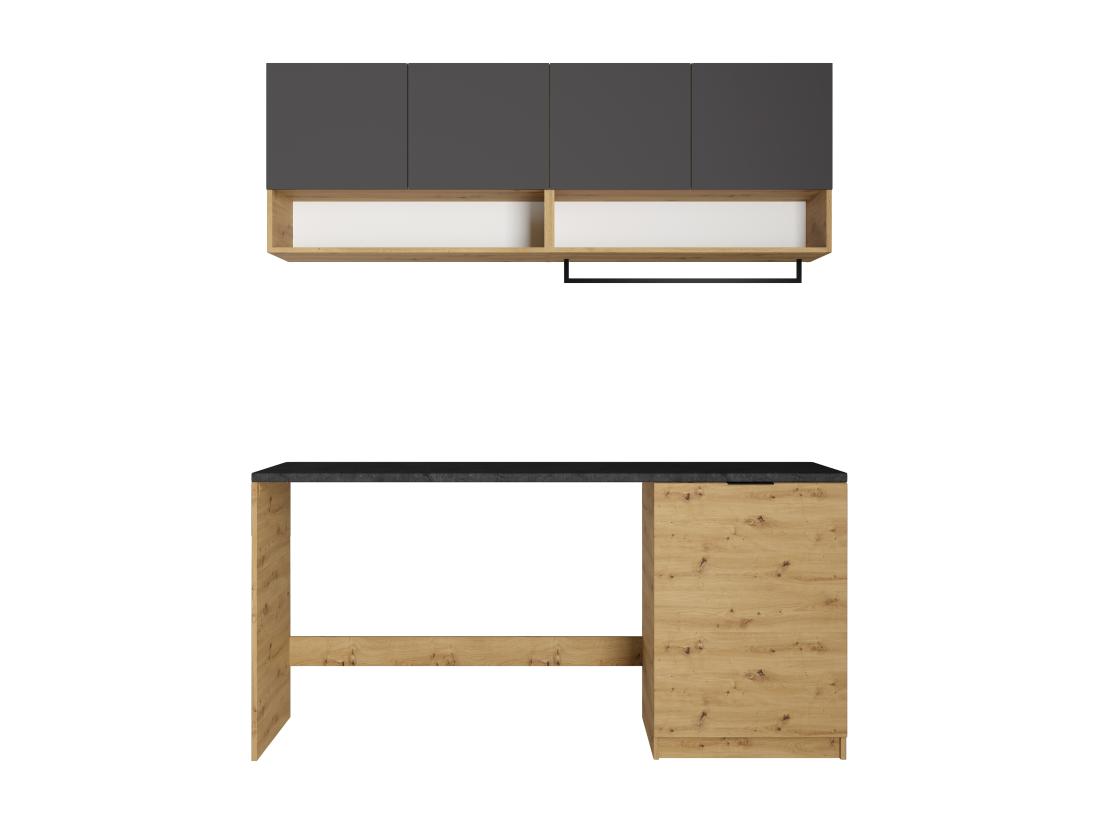 Vente Unique Meubles De Buanderie Pour Machine à Laver Avec Plan De Travail - L182 Cm - Anthracite Et Naturel Clair - NATAJI