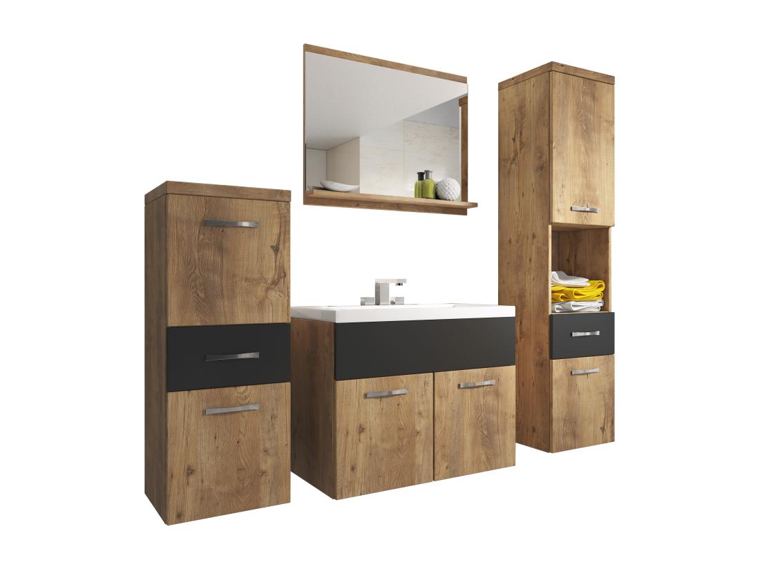 Vente Unique Meubles De Salle De Bain Avec Lavabo ALBA Armoire 2x Colonne