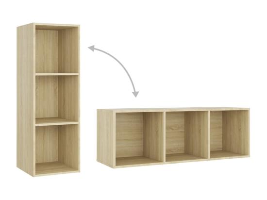 Vente Unique Meubles TV 3 Pièces Chêne Sonoma 107x35x37 Cm Aggloméré