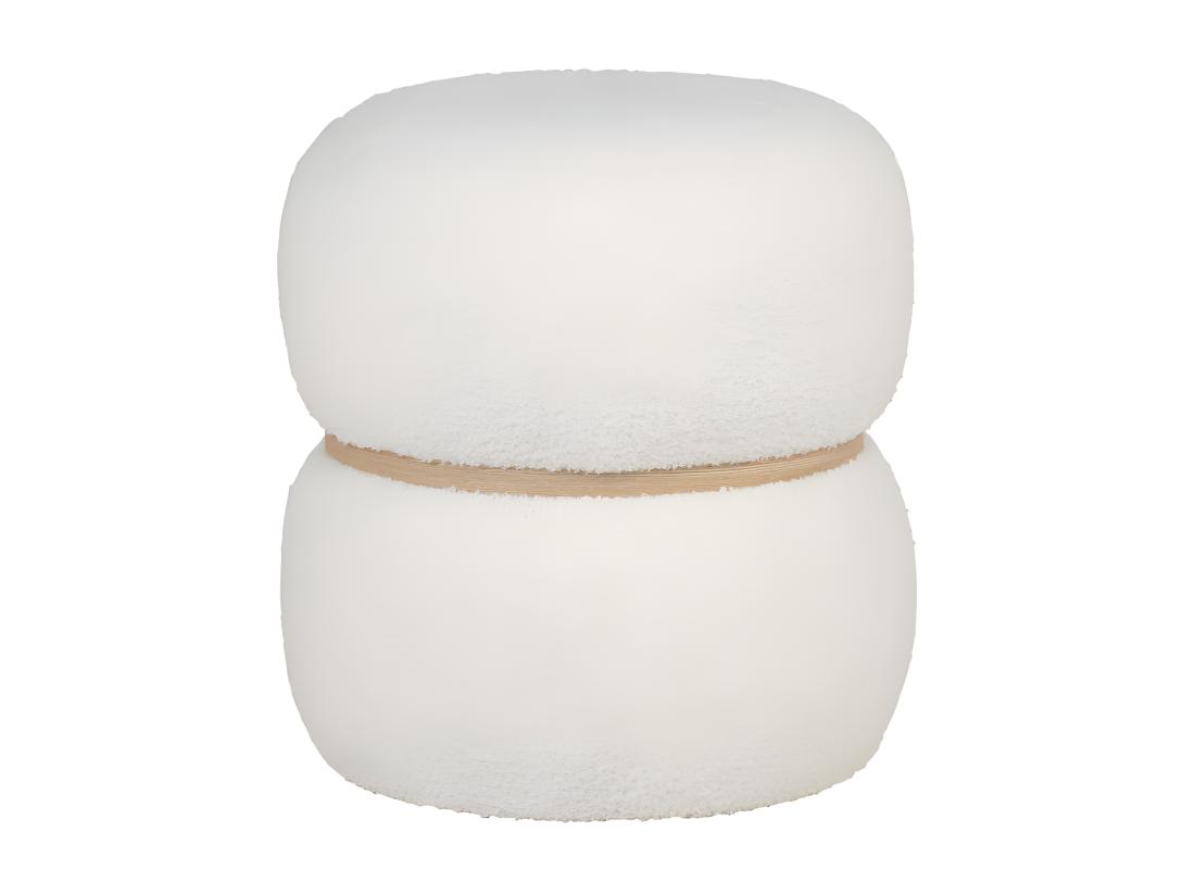 Vente Unique Milford - Pouf Rond En Tissu Bouclette ø38cm : Couleur - Blanc