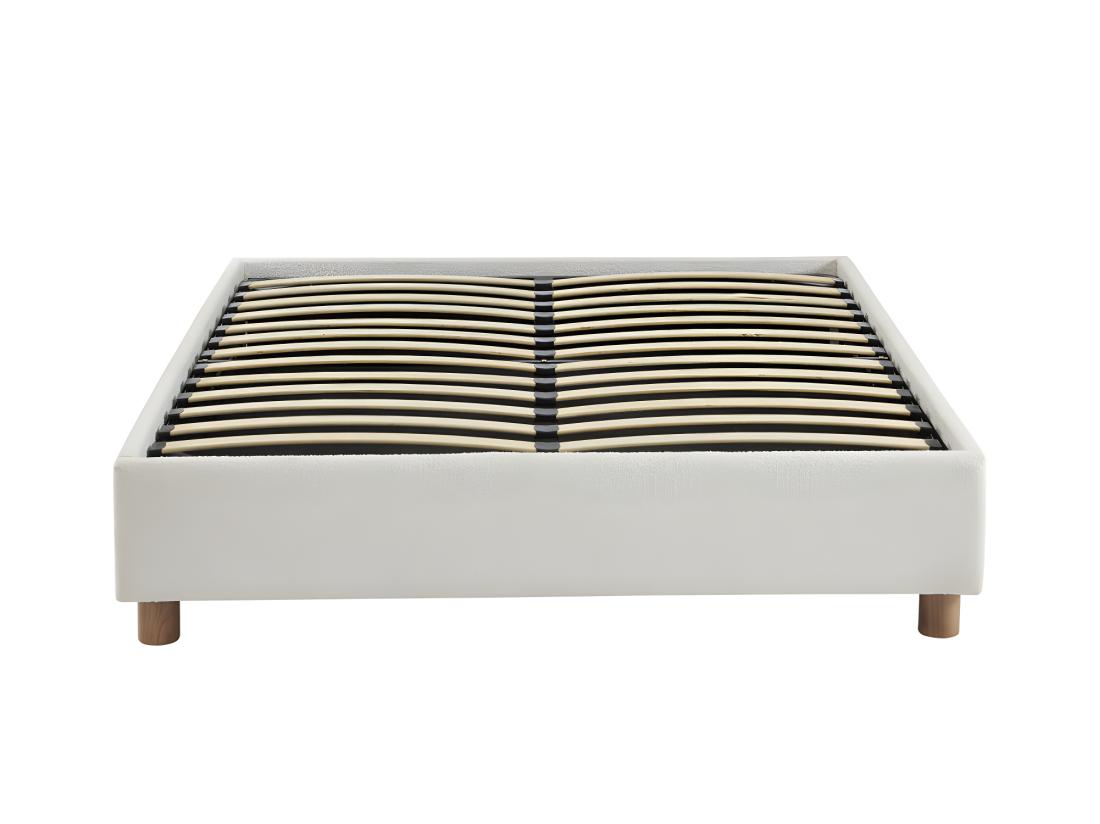 Vente Unique Millo - Lit Coffre En Tissu Bouclette 140x190cm - Ecru