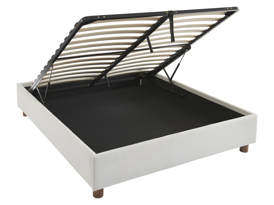 Vente Unique Millo - Lit Coffre En Tissu Bouclette 140x190cm - Ecru