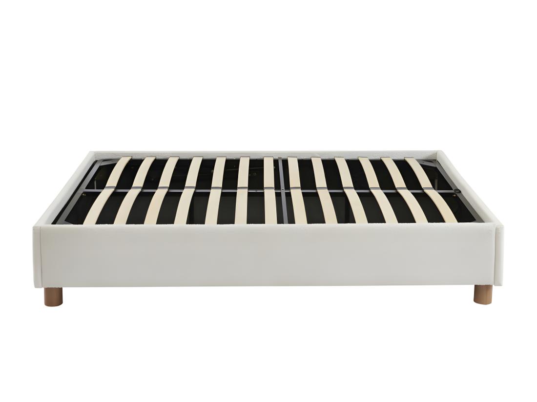 Vente Unique Millo - Lit Coffre En Tissu Bouclette 160x200cm - Ecru